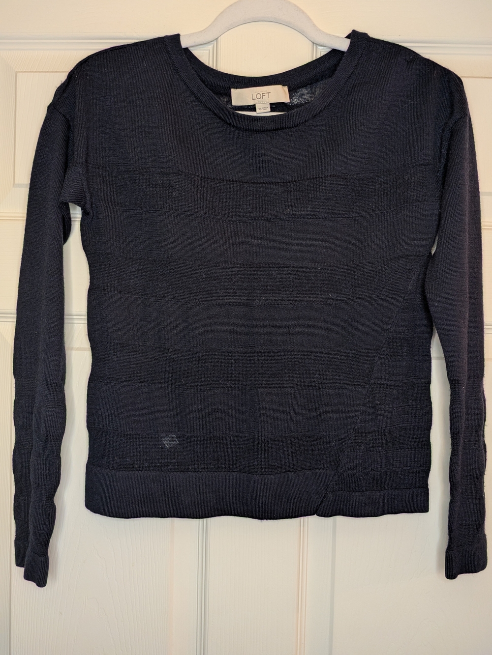 Ann Taylor LOFT Navy Blue Lightweight Textured Knit Sweater XS